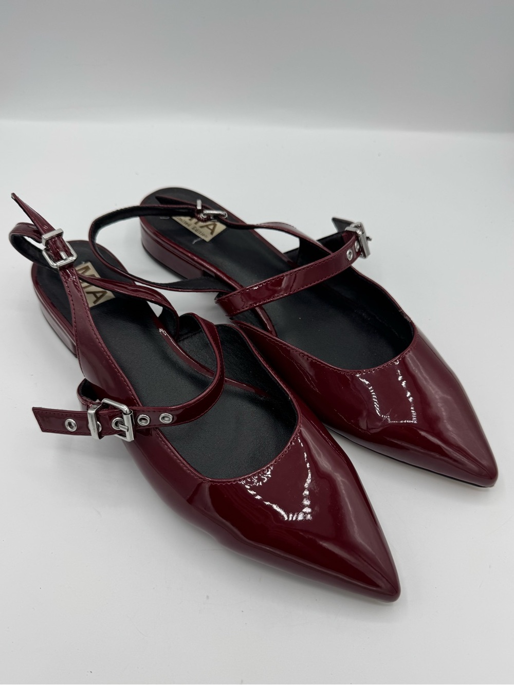 MIA women's aree slingback flats in burgundy red size 10 patent leather holiday